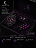 Invicta 27773 Men's Speedway Chrono watch with midnight black Bracelet and amethyst earrings 3 piece set