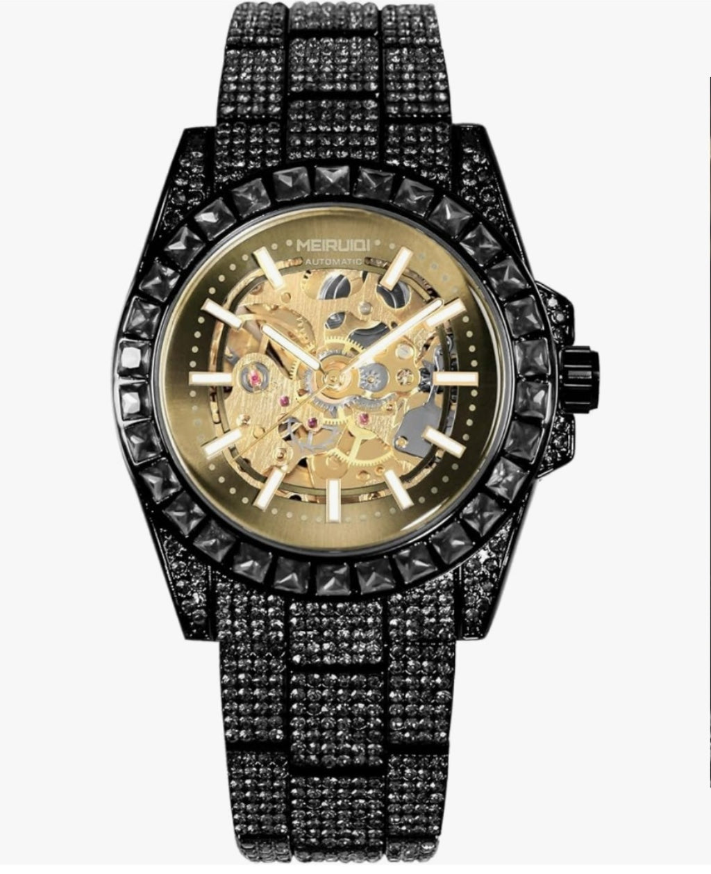 Black gold onyx pave skeleton