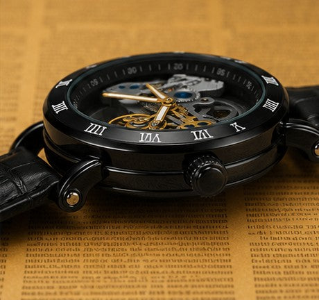 Luxe vault black skeleton tourbillion 42mm watch
