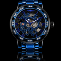 Luxe Vault Blue Sapphire Diamond Skeleton Automatic Watch.