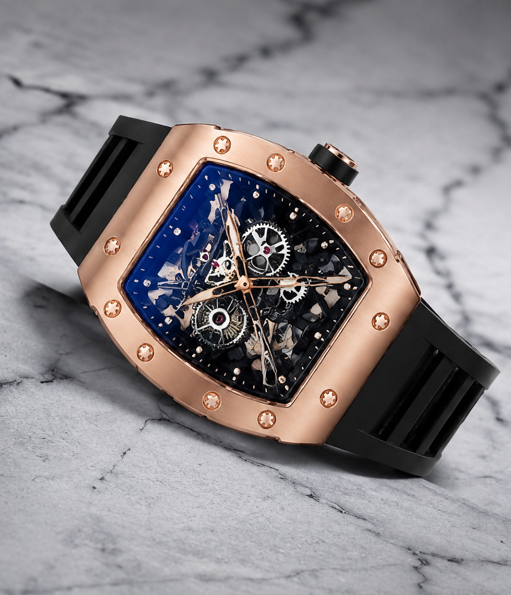 Rose gold luxury watch